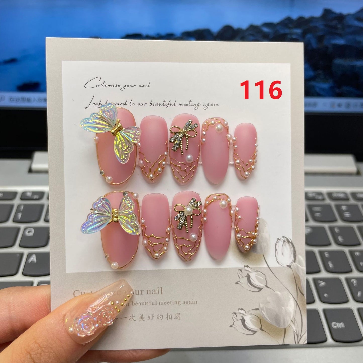 Handmade Nails Free Sticker + Nail Charm + Free 1 piece Suitable for everyone, summer new