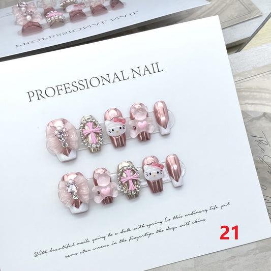 Handmade Nails Free Sticker + Nail Charm + Free 1 piece Suitable for everyone, summer new