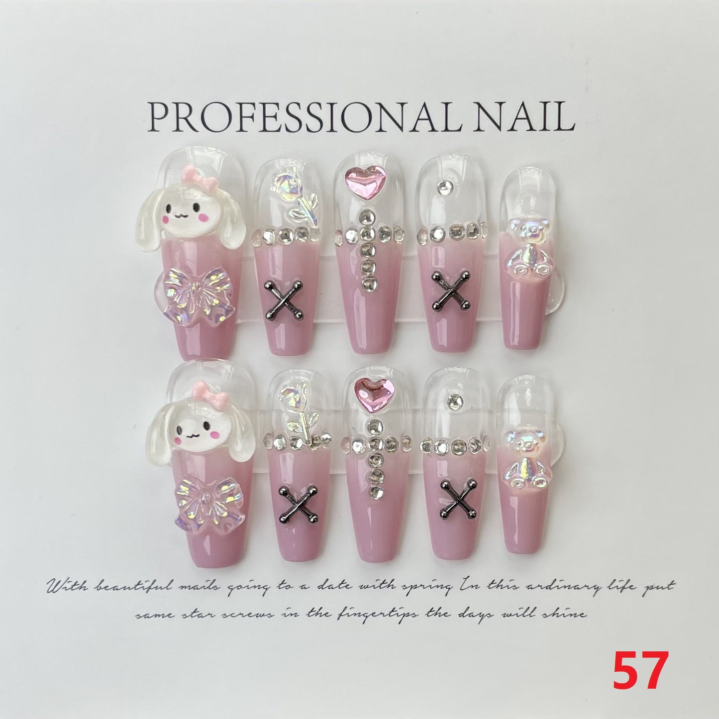 Handmade Nails Free Sticker + Nail Charm + Free 1 piece Suitable for everyone, summer new