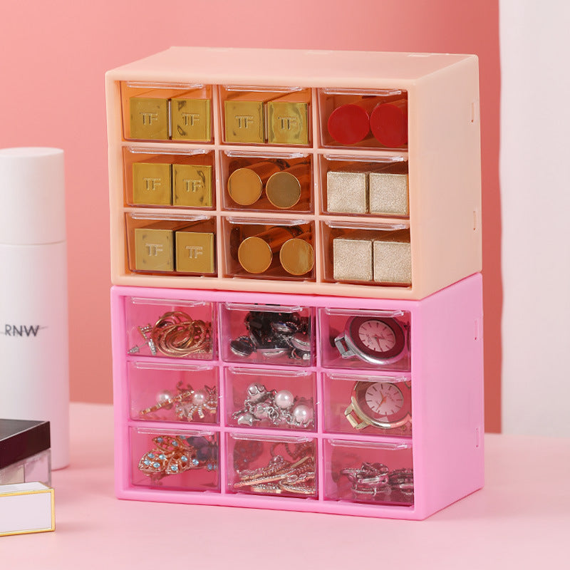 Bright and colorful box. Jiugongge Cosmetic Jewelry Storage Box