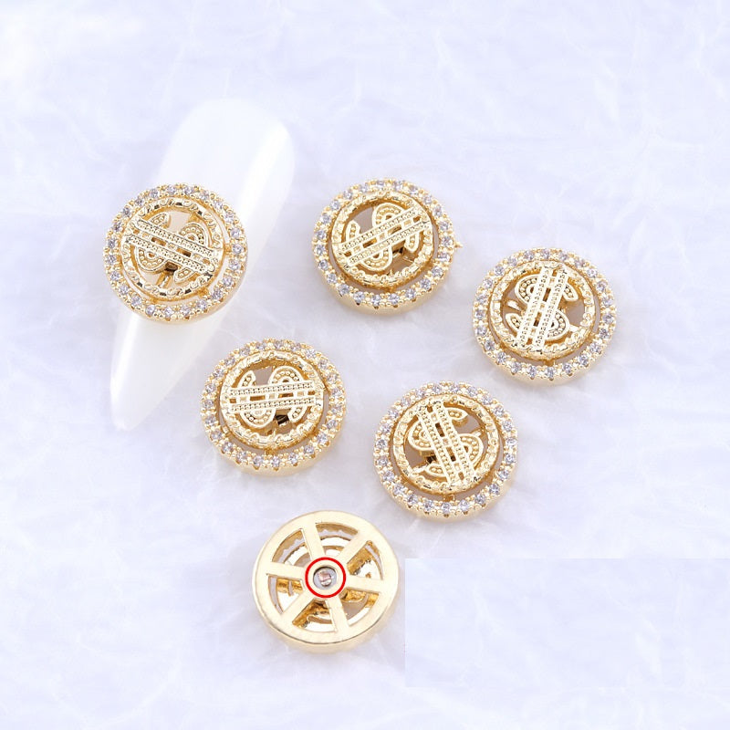 【P002】Lucky Coin Rotating Ornament Drill Nail Decoration Sticker Handmade DIY Ornament