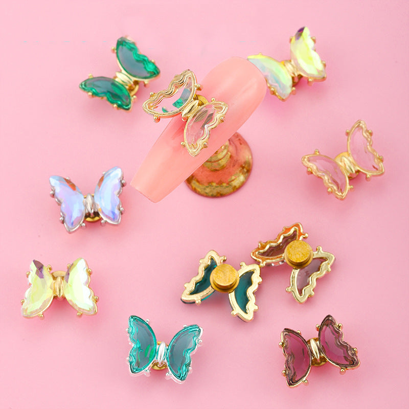 【P001】Aurora Butterfly High Speed Rotating Nail Crystal Butterfly