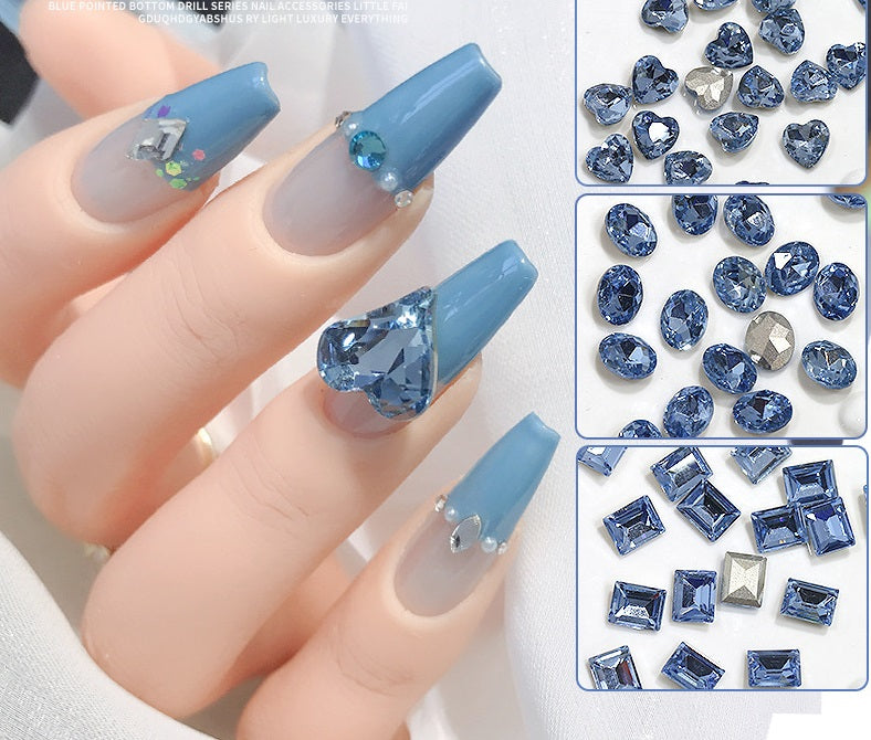 【B013】South Pole Star Blue Diamond - Luxury Nail Art DIY