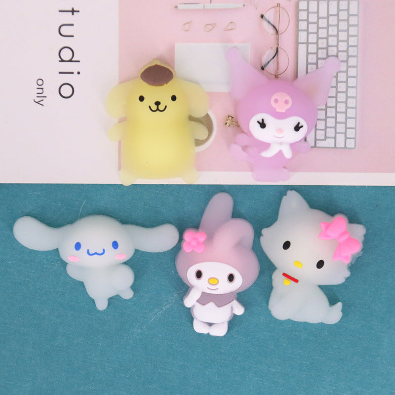 【S012】I Can SHINE - Kuromi & Melodie & Cinnamon Dog & Pudin Dog & Hellowkit- DIY Cream Glue Resin Phone Case Accessories