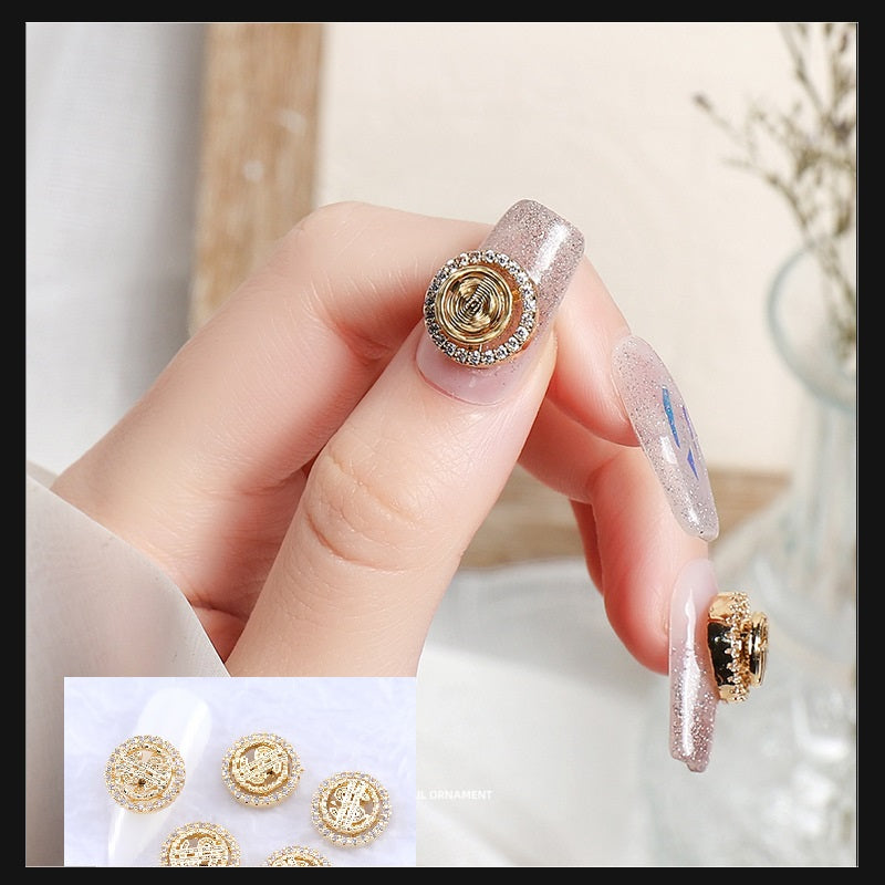 【P002】Lucky Coin Rotating Ornament Drill Nail Decoration Sticker Handmade DIY Ornament