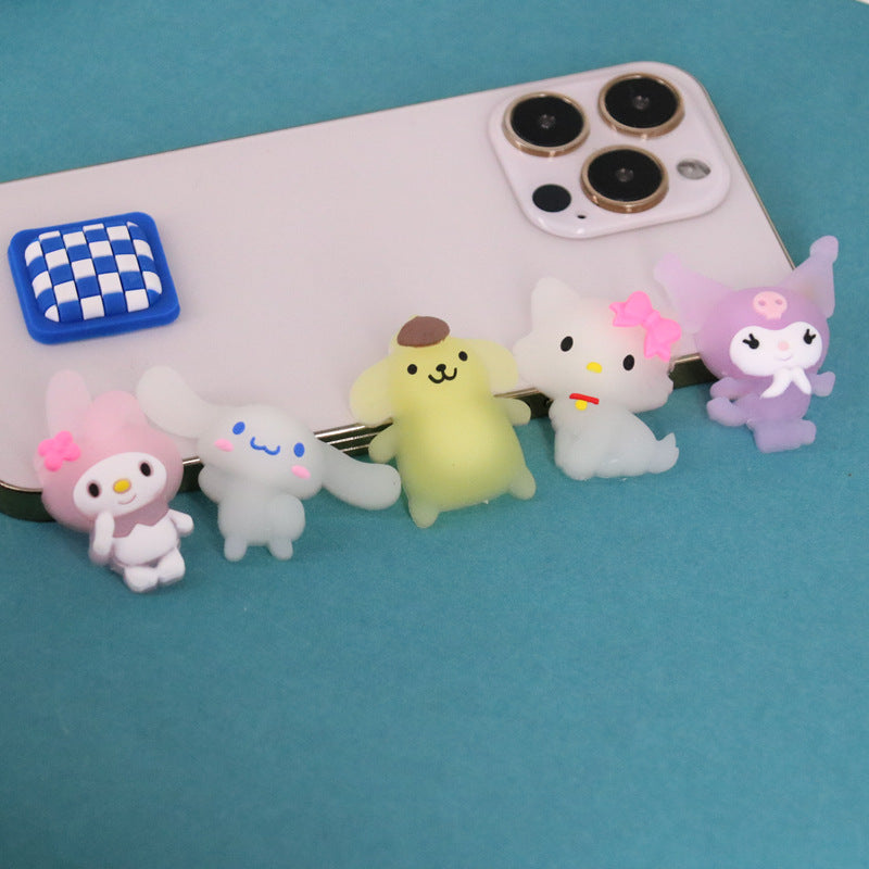 【S012】I Can SHINE - Kuromi & Melodie & Cinnamon Dog & Pudin Dog & Hellowkit- DIY Cream Glue Resin Phone Case Accessories