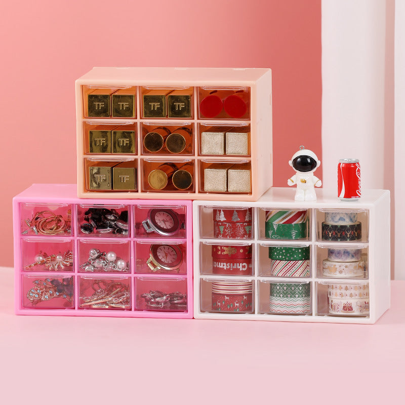 Bright and colorful box. Jiugongge Cosmetic Jewelry Storage Box