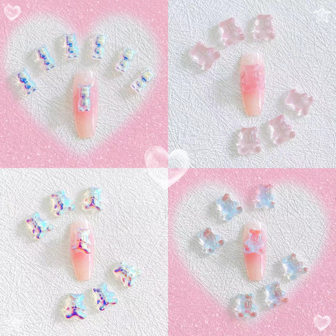 【H0317】Aurora Bear - Glass - Luxury Nail Art  DIY