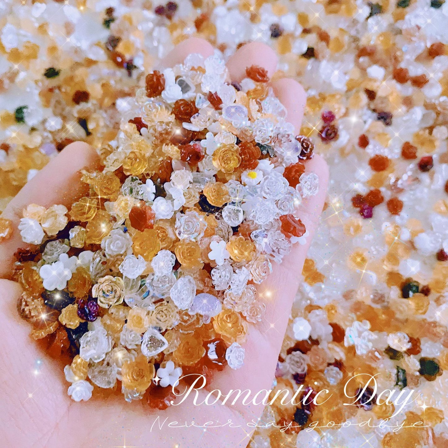 【H1232】Coffee Camellia-Luminous Luxury Nail Resin DIY