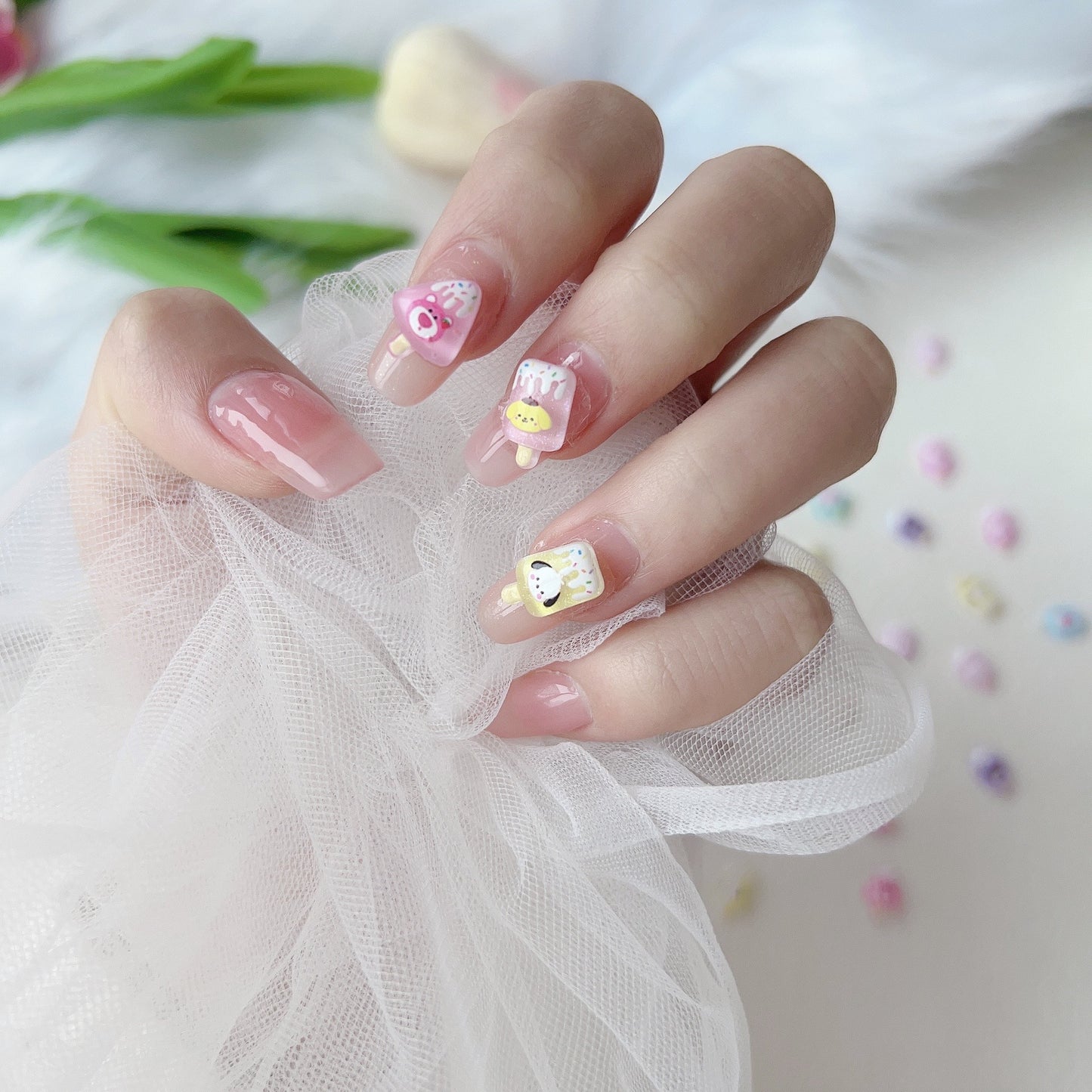 【B027】Cute Cartoon Ice Cream - Cute Cartoon Nail Resin Art DIY