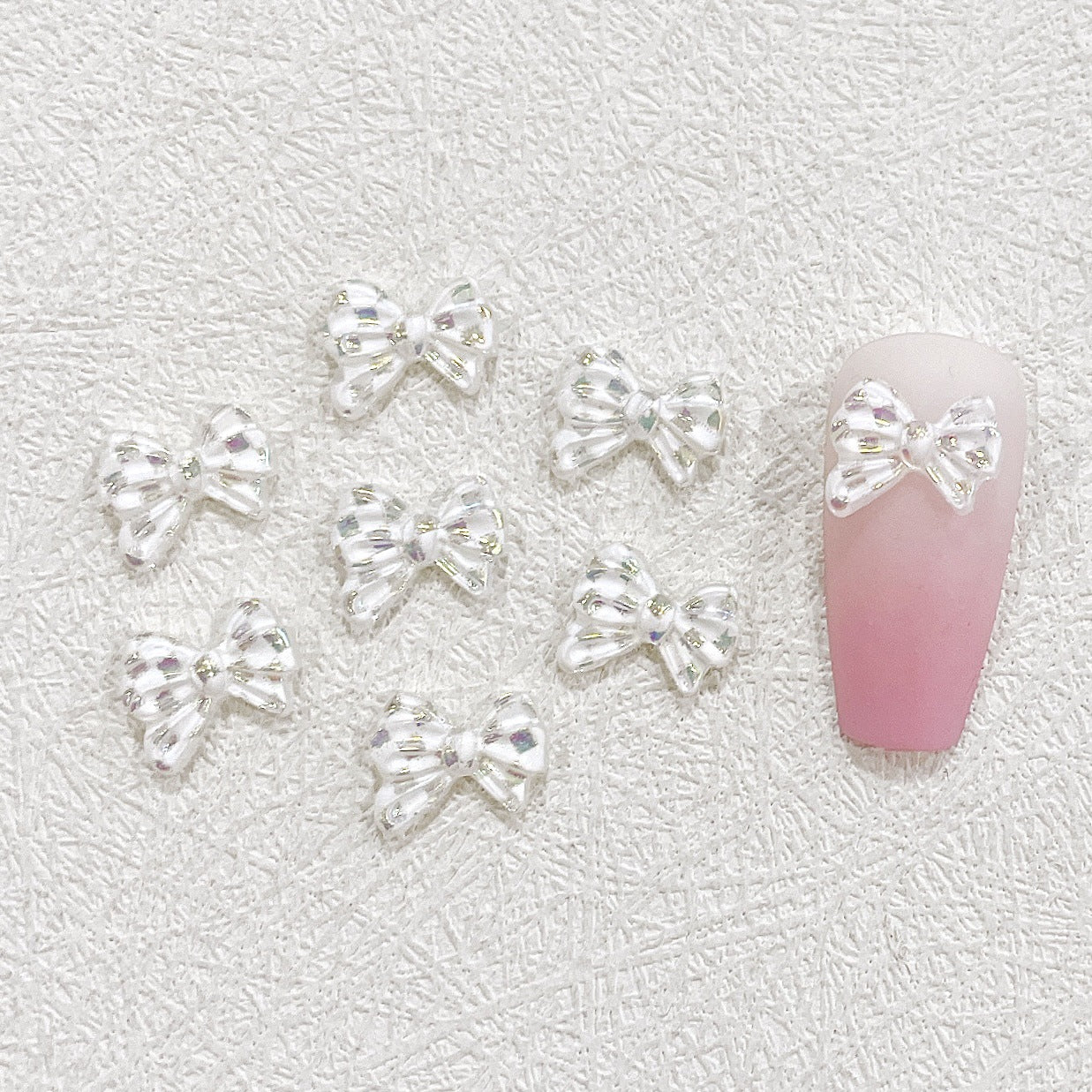 【A009】Elegant checkerboard bow—luxury manicure DIY