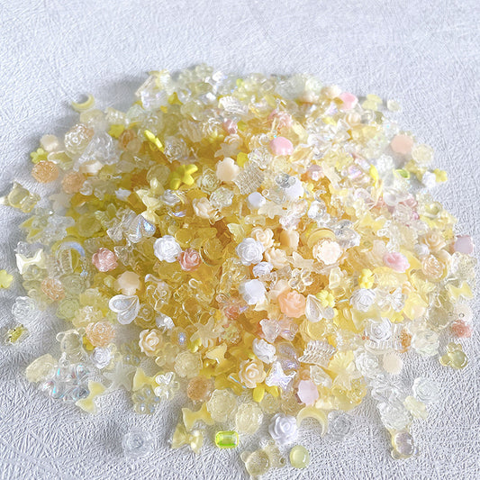 【H0325】Yellow Camellia-Luminous Luxury Nail Resin DIY