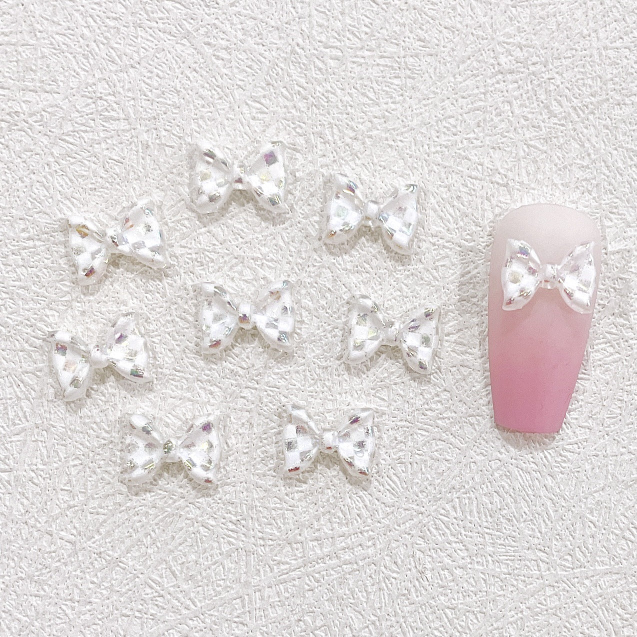 【A009】Elegant checkerboard bow—luxury manicure DIY